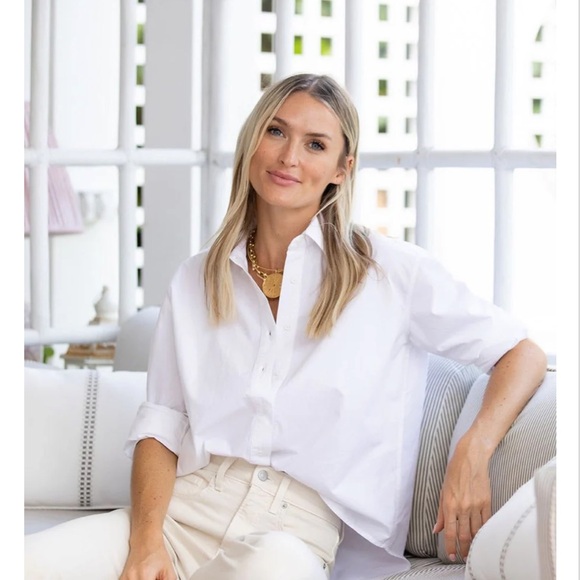 Julia Amory Tops - Elegant White Women's Button-Down Shirt and Brand New with Tags
